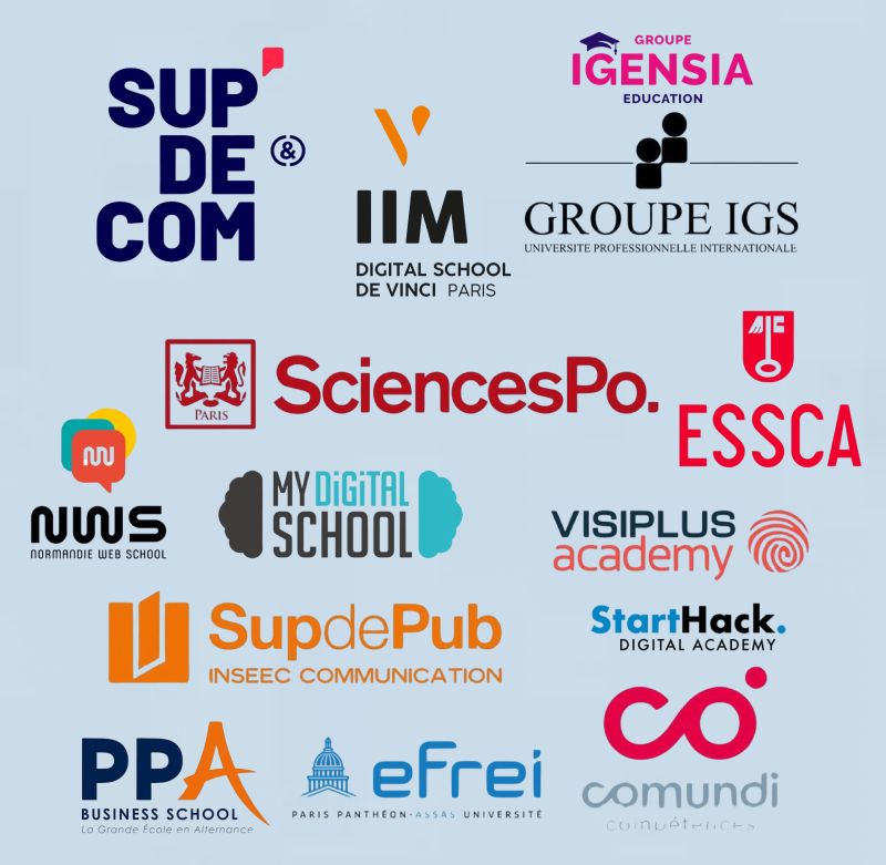Logos des écoles et organismes de formation partenaires